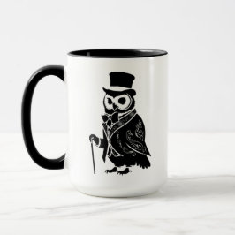 Vintag Owl Gentleman Silhouette Tasse