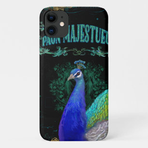 Vintag Painted Peacock Vintag Blue Typografie Case-Mate iPhone Hülle