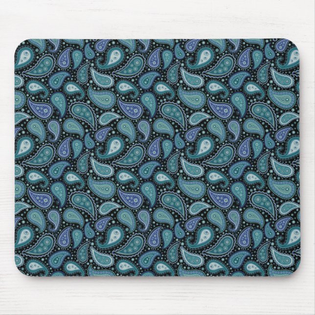 Vintag Paisley Blue Aquamarin Floral Mousepad (Vorne)