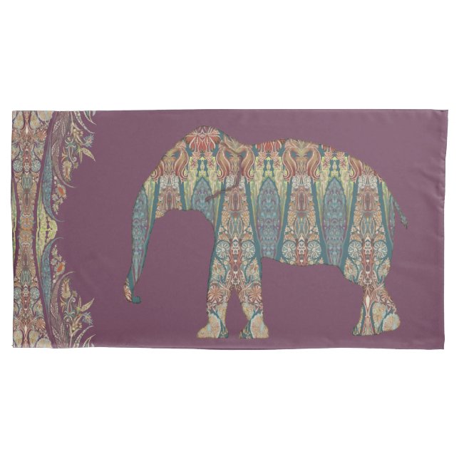 Vintag Paisley Elephant Lila Boho Chic Kaschmir Kissenbezug (Vorderseite-Links)