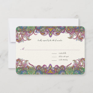Vintag Paisley Honeysuckle Damask Wedding UAWG RSVP Karte