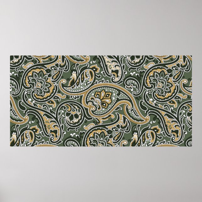 Vintag Paisley orientalisches Muster Nahtlos p Poster (Vorne)