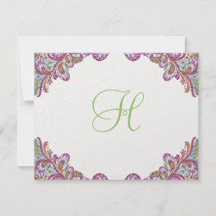 Vintag Paisley Raspberry & Limon auf Ice-UAWG RSVP Karte