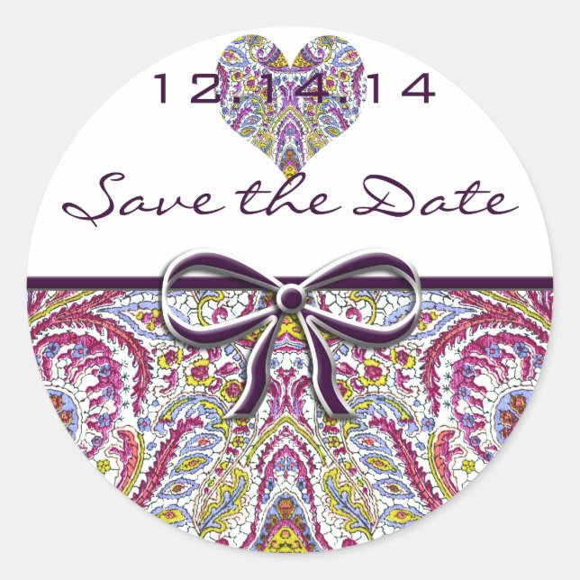 Vintag Paisley Runder Aufkleber (Vorderseite)