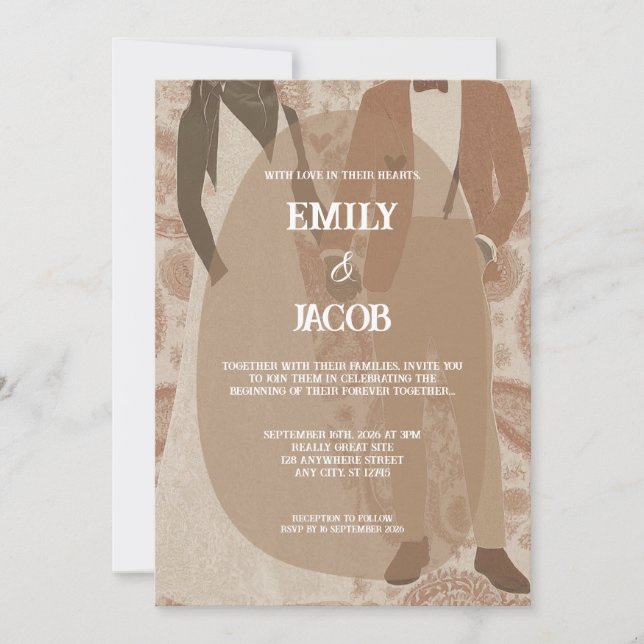 Vintag Paisley Whispers of Liebe Wedding Einladung (Vorderseite)