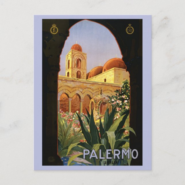 Vintag Palermo Italien Retro Italienisch Reisen Postkarte (Vorderseite)