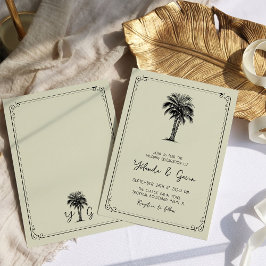 Vintag Palm Einfache Hochzeit in Urlaubsort Einlad Einladung