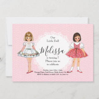 Vintag Paper Doll Geburtstagsparty Einladung
