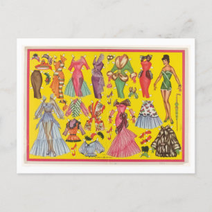 Vintag Paper Doll Set Postkarte