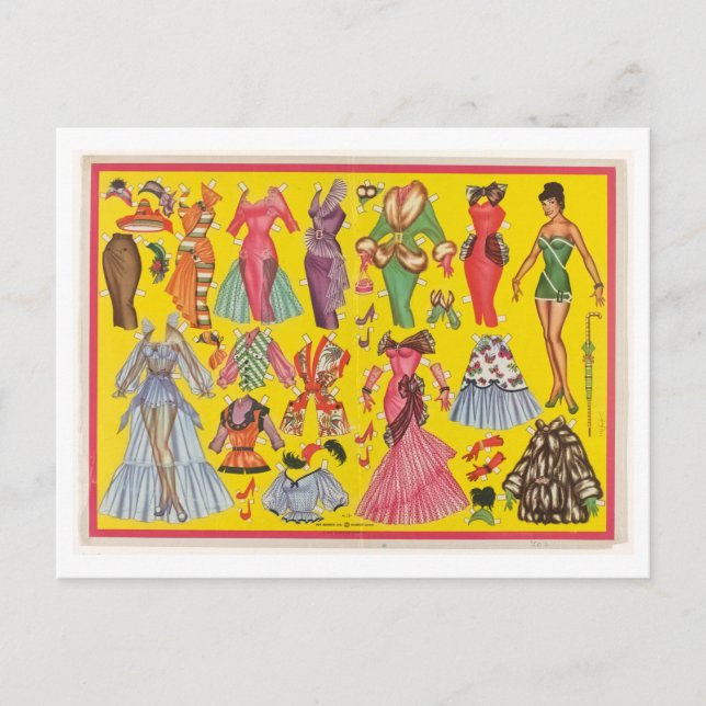Vintag Paper Doll Set Postkarte (Vorderseite)