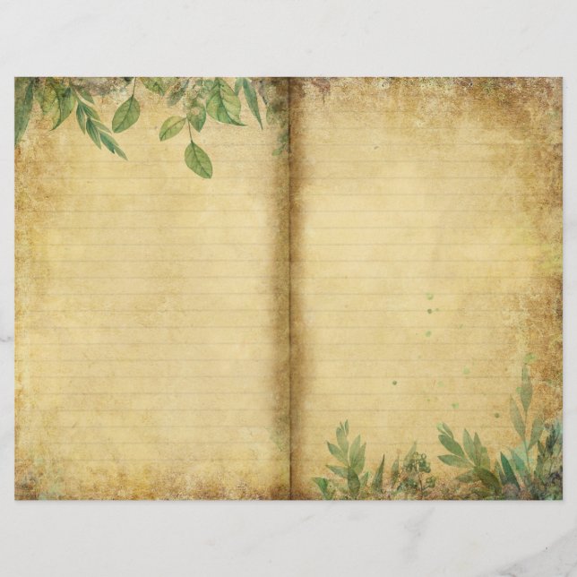 Vintag Paper Green Foliage Page (Vorderseite)
