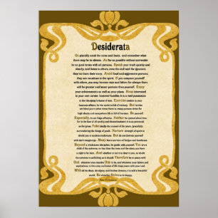 Vintag Paper Look Desiderata Gedicht von Max Ehrma Poster