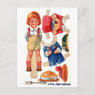 Vintag Paperdoll Kleiner Jack Horner Postkarte