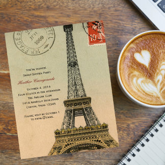 Vintag Paris 16 . Geburtstag Geburtstagsparty Einl Einladung