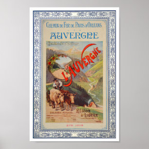 VINTAG PARIS AUVERGNE FRANKREICH DRUCK POSTER