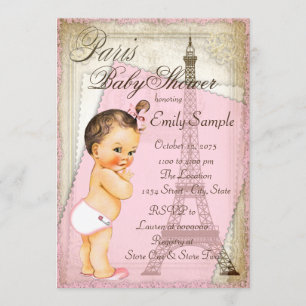 Vintag Paris Baby Girl Dusche Einladung