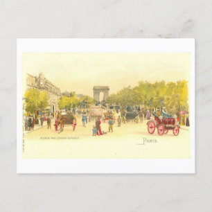 Vintag Paris Champs Elysees Postkarte