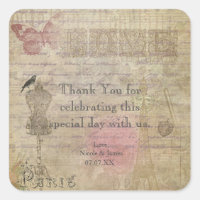 Vintag Paris Chic Wedding Party Gefallen Stickers