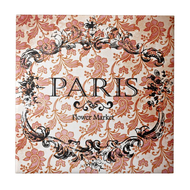 Vintag Paris Damask Fliese (Vorderseite)