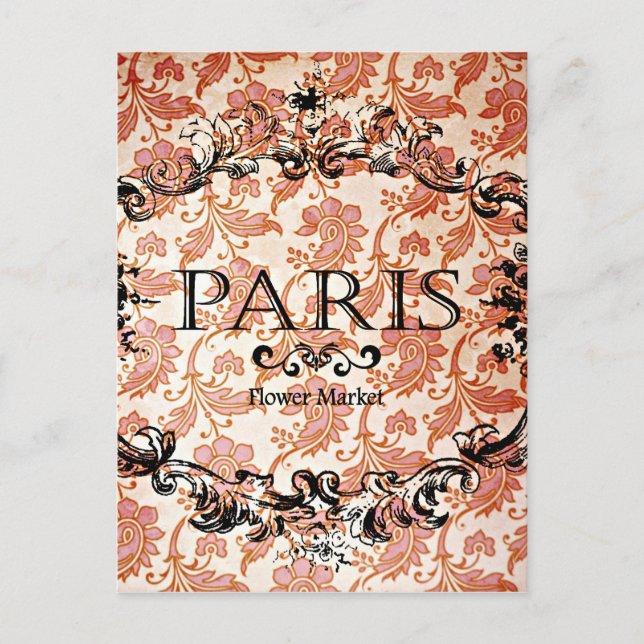 Vintag Paris Damask Postkarte (Vorderseite)
