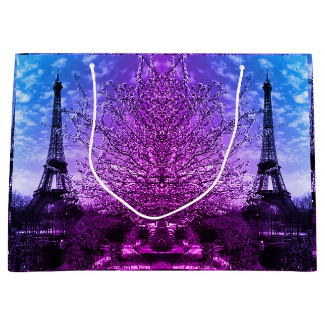 Vintag Paris Eiffel Tower Große Geschenktüte (Vorderseite)