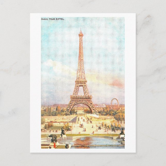 Vintag Paris Eiffel Tower Postkarte (Vorderseite)