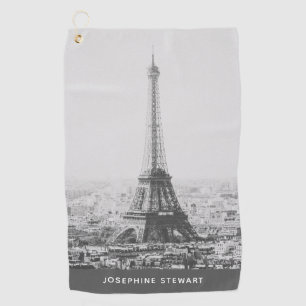 Vintag Paris Eiffel Tower Schwarz-weißer Foto Nam Golfhandtuch