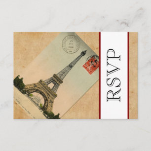 Vintag Paris Eiffel Tower UAWG RSVP Karte