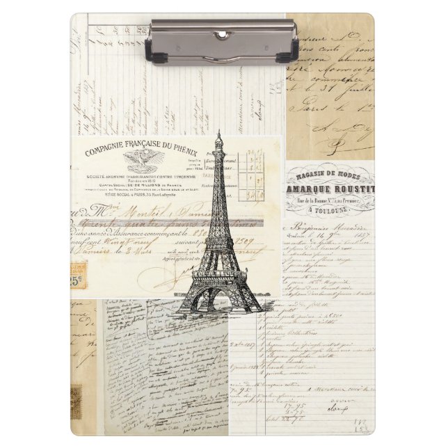 Vintag Paris Ephemera Clipboard Klemmbrett (Vorderseite)