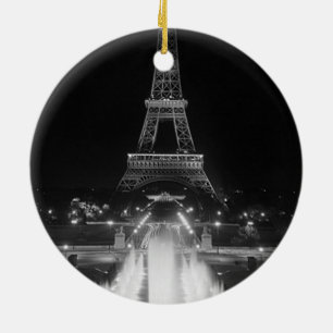Vintag Paris Fontains Tower Eiffel Keramik Ornament