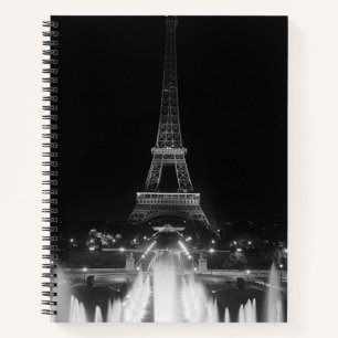 Vintag Paris Fontains Tower Eiffel Nacht Dart Boa Notizbuch