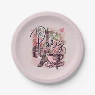 VINTAG PARIS FRANCE NOSTALGIC ICONS THEMA PAPPTELLER