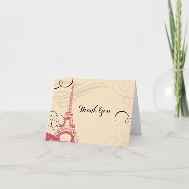 Vintag Paris Frankreich Eiffelturm Dankeskarte (Vorderseite)