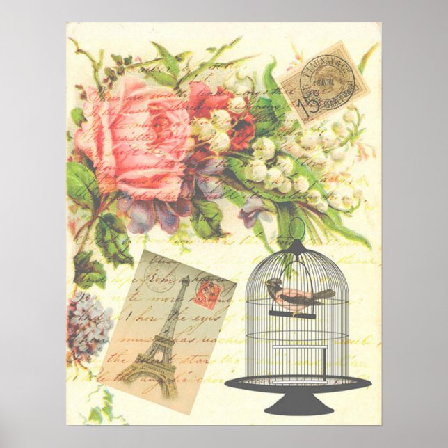 Vintag Paris Frankreich Eiffelturm Poster (Vorne)