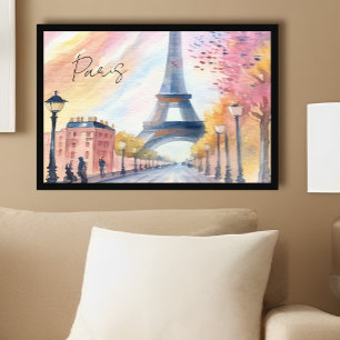 Vintag Paris - Frankreich Eiffelturm Wasserfarbene Poster