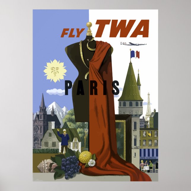 Vintag Paris Frankreich Fashion Travel Poster (Vorne)