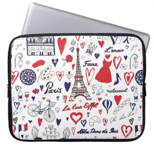 Vintag Paris: Muster für die Reiseroute Laptopschutzhülle