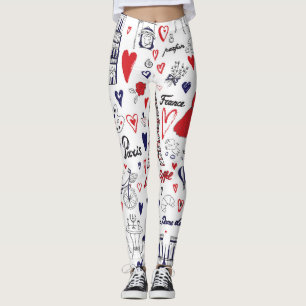 Vintag Paris: Muster für die Reiseroute Leggings