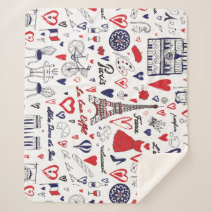 Vintag Paris: Muster für die Reiseroute Sherpadecke