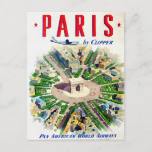 Vintag Paris Pan American Adv Postkarte