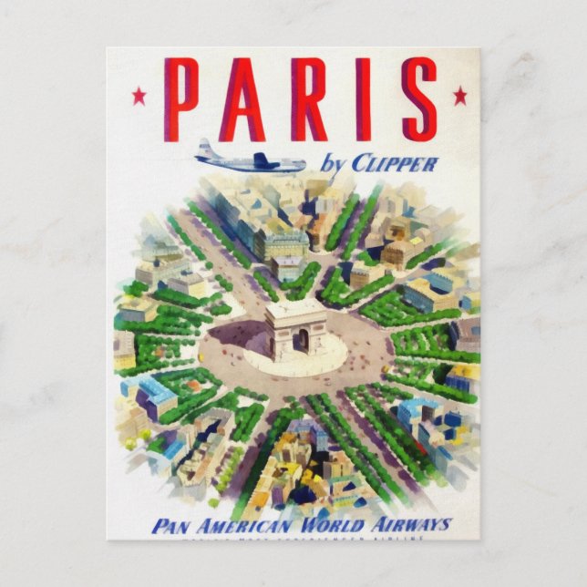 Vintag Paris Pan American Adv Postkarte (Vorderseite)