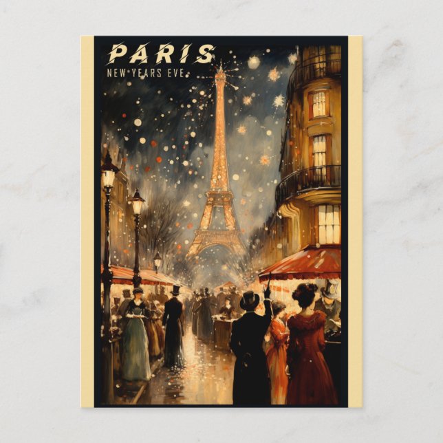 Vintag Paris Paris Paris Eiffelturm Neujahr Postkarte (Vorderseite)