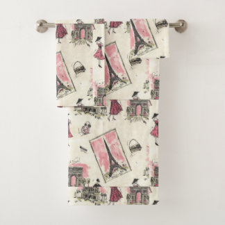 Vintag Paris Pink Badhandtuch Set
