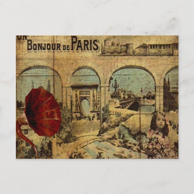 Vintag Paris Print Postkarte (Vorderseite)