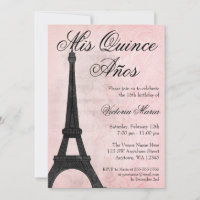 Vintag Paris Rosa Schwarzer Sweet 15 Quinceanera