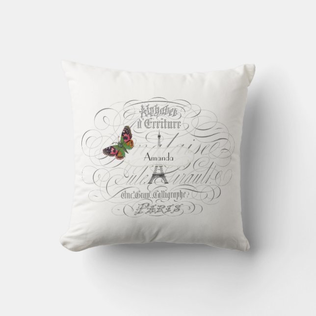 Vintag Paris White Personalisiert Kissen (Vorderseite)