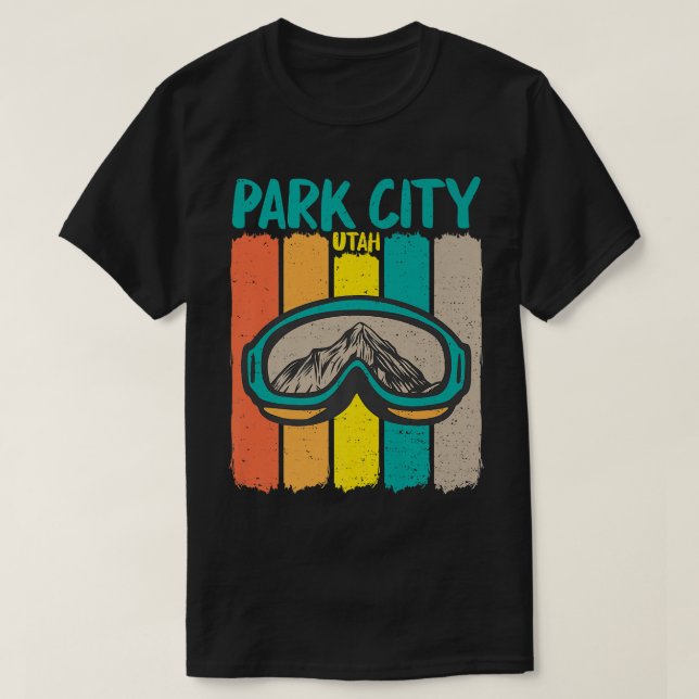 Vintag Park City Utah TSkiing Snowboarden T-Shirt (Design vorne)