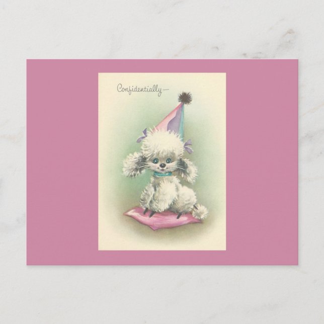 Vintag Party Poodle Einladungspostkarte (Vorderseite)