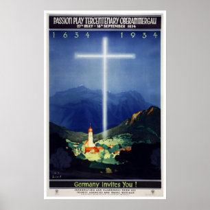 Vintag Passion Play Oberammergau Bayern, Deutschla Poster