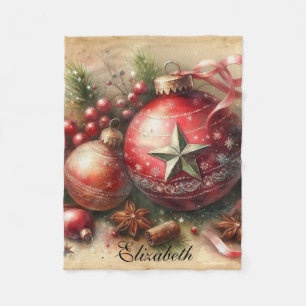 Vintag Pastel Watercolor Weihnachtsschmuck Fleecedecke